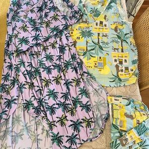 2 Cuddl Duds Women's Pajama Sets - Purple and Yellow